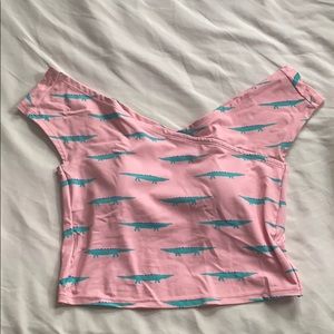 Alligator off the shoulder top